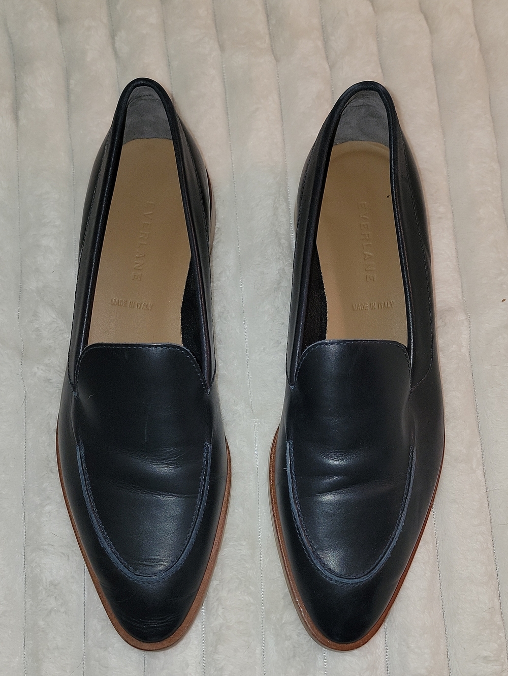 Everlane Blue Leather Pointed-Toe Loafers